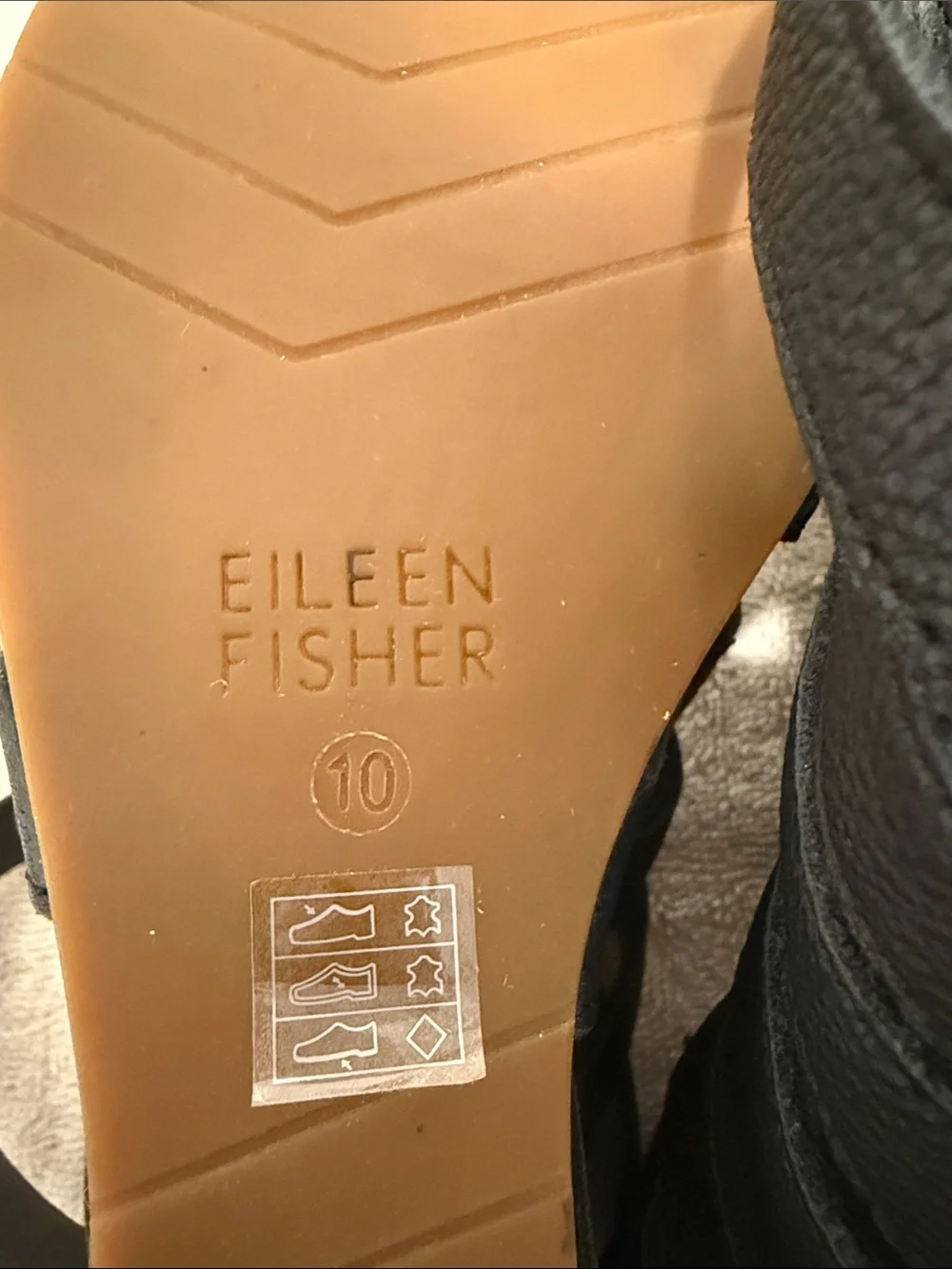 Eileen Fisher Black Leather Strappy Wood Wedge Sandals Summer Formal Wedding 10
